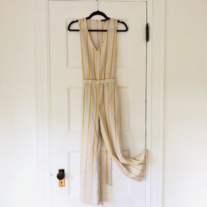 NWOT Striped Linen Cropped Jumpsuit